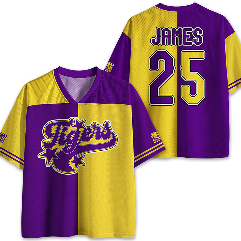 Personalized Mascot Star School Spirit Contrasting Colors Teacher Mesh Jersey