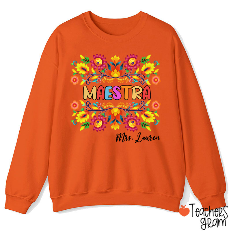Personalized Name Maestra Teacher Sweatshirt