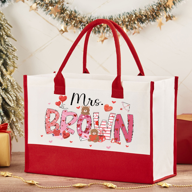 Personalized Show My Love Teacher Cotton Tote Bag