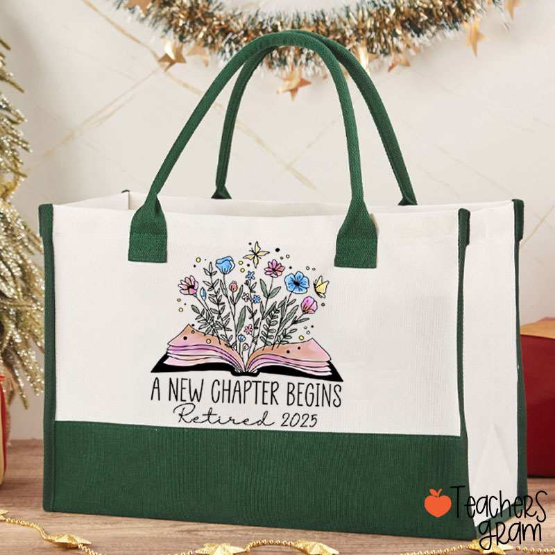 Personalized A New Chapter Begins Retired Teacher Cotton Tote Bag