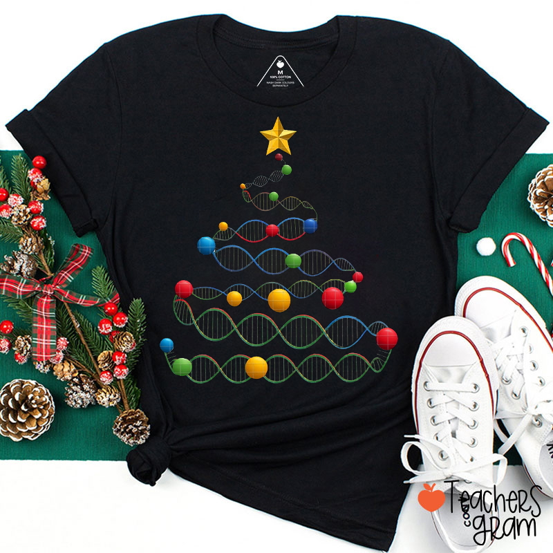 DNA Helix Christmas Tree Science Teacher T-Shirt