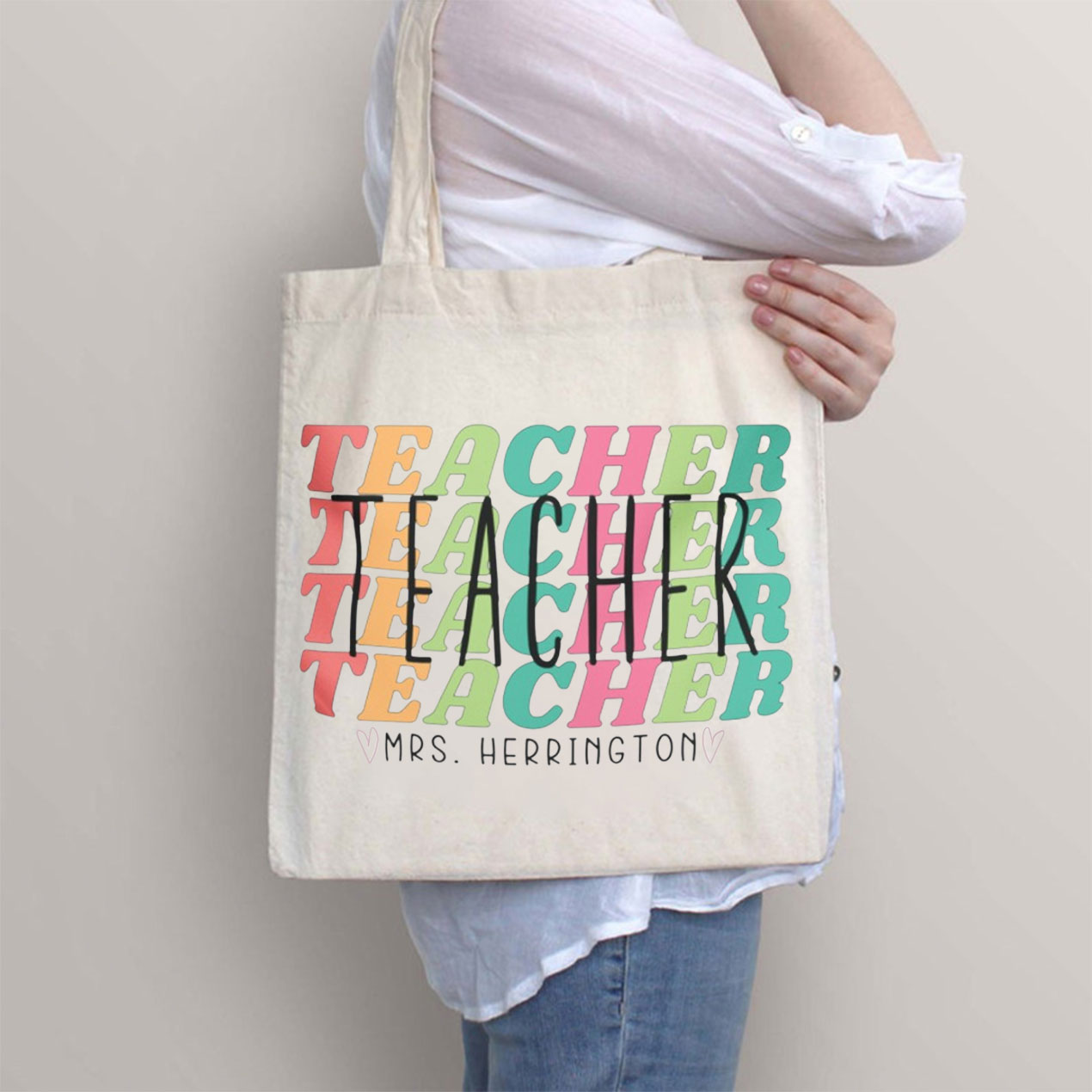 Personalized Teacher Name Teacher Tote Bag