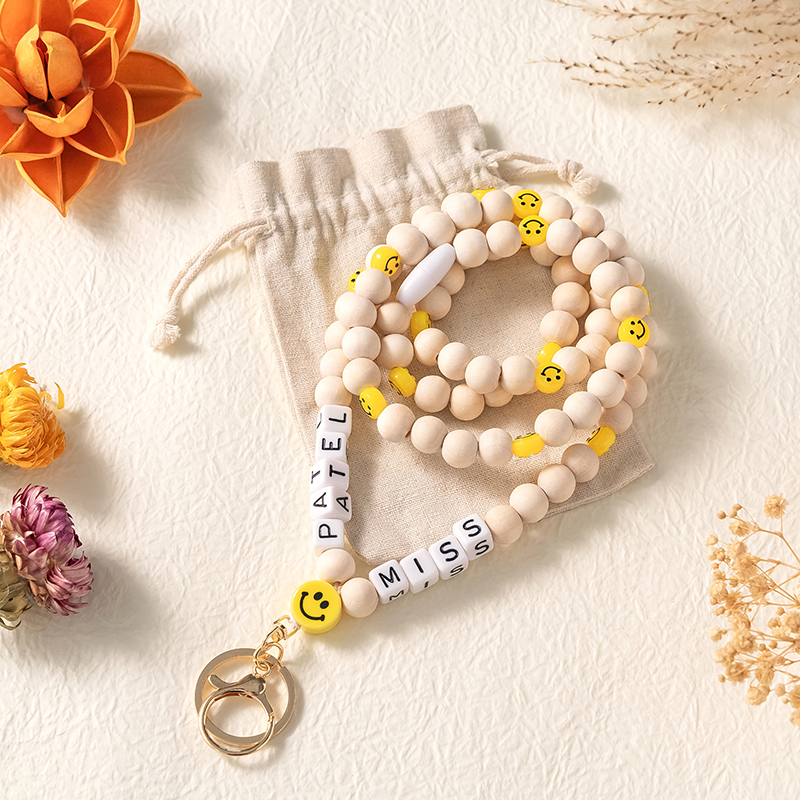 Personalized Yellow Smiley Face Teacher Lanyard