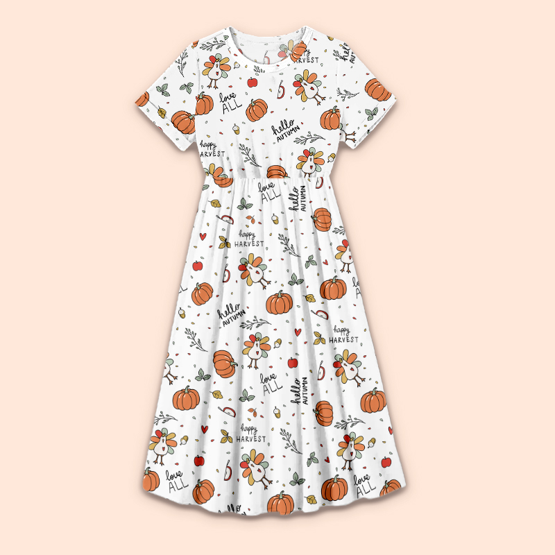 Hello Autumn Teacher Printed One Piece Dress