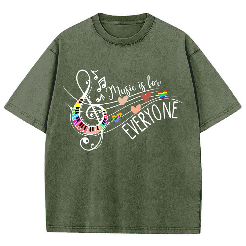 Music Is For Everyone Teacher Washed T-Shirt