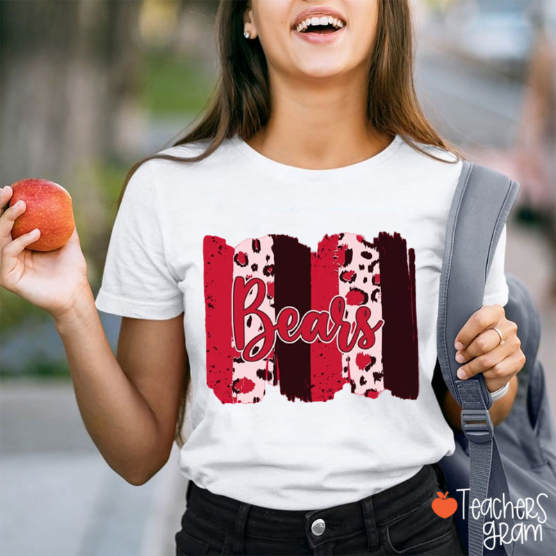 Personalized Mascot Leopard Brush Stroke Team Teacher T‑Shirt