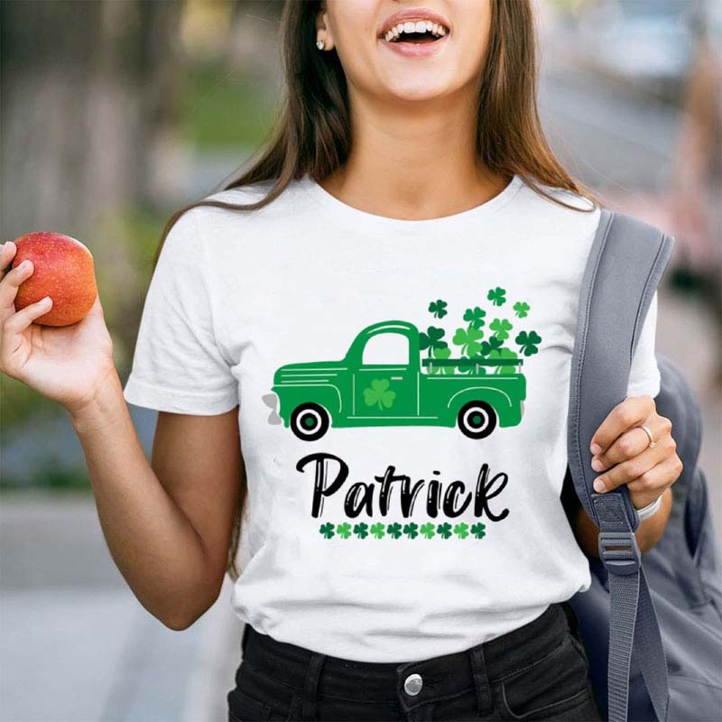 Personalized Shamrock Truck Teacher T-Shirt