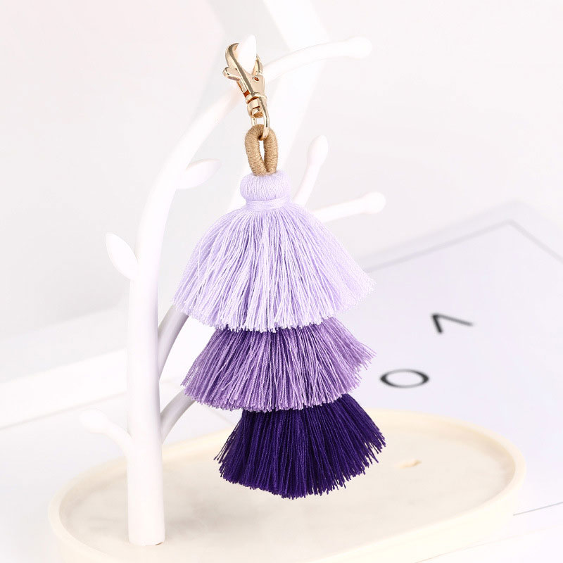 Bohemian Ethnic Style Three Layer Tassel Keychain（Four Styles Sent Randomly）