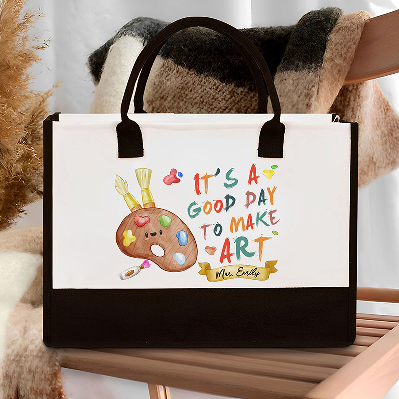 Personalized Palette It's A Good Day To Make Art Teacher Cotton Tote Bag