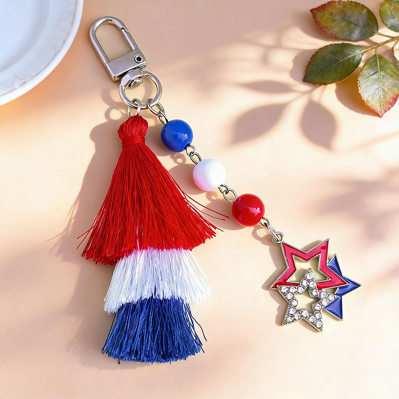 Red White And Blue 4th Of July Vibes Teacher Keychain