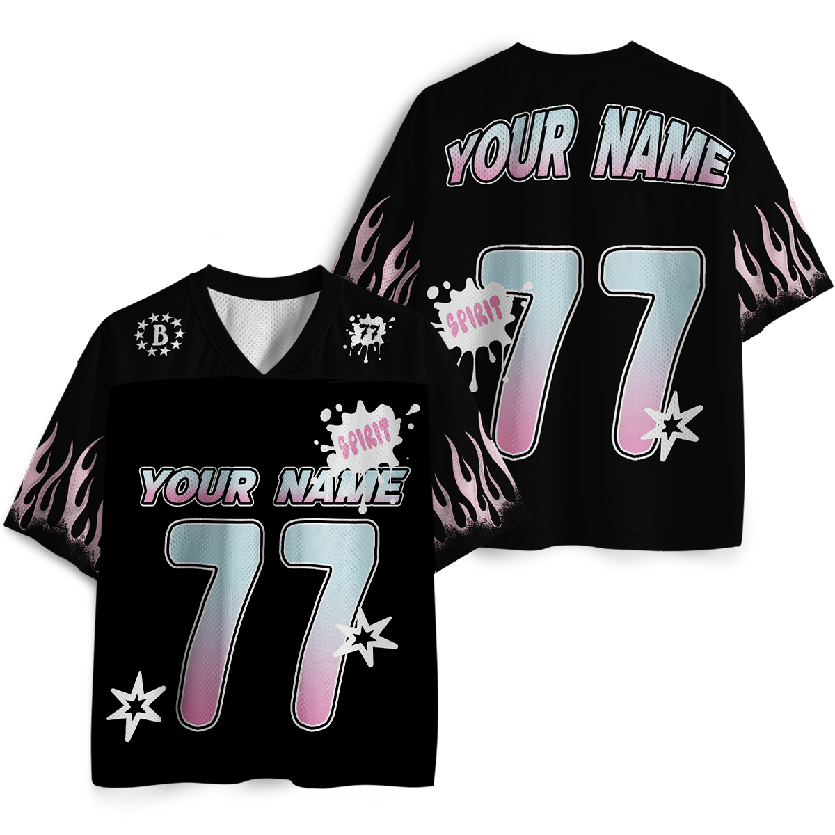 Personalized Name And Number Flame Teacher Mesh Jersey