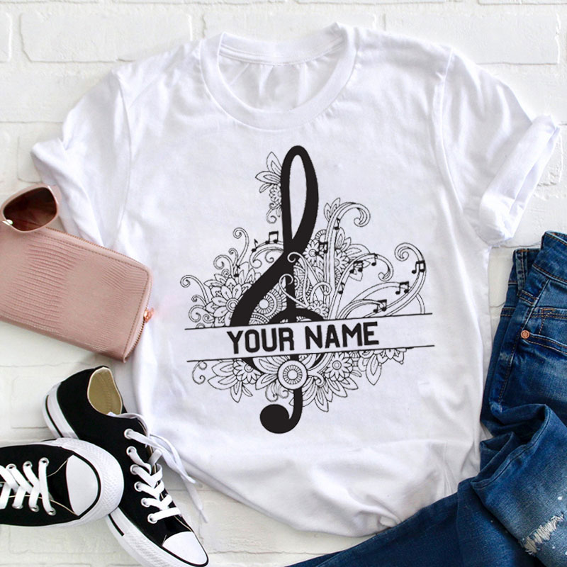 Personalized Musical Note Name Teacher T-Shirt