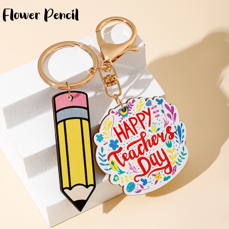 Pencil Book Teacher Keychain