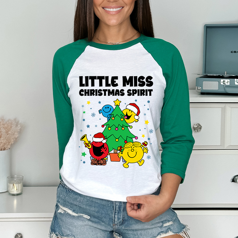 Miss Christmas Spirit Teacher Raglan Long Sleeve T-Shirt