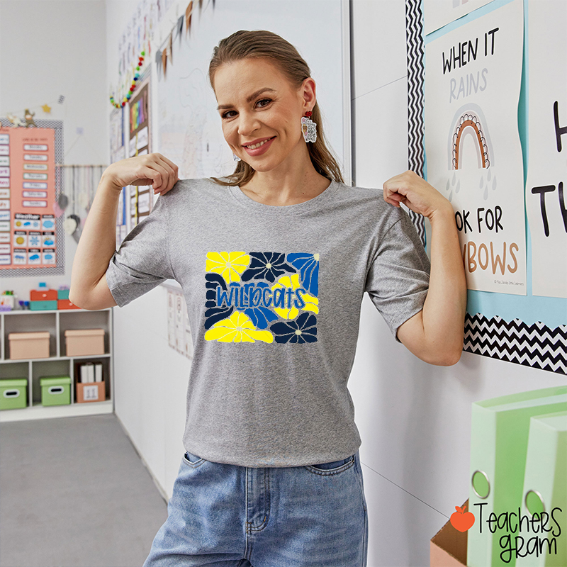 Personalized Mascot Floral Favorite Team Teacher T-Shirt