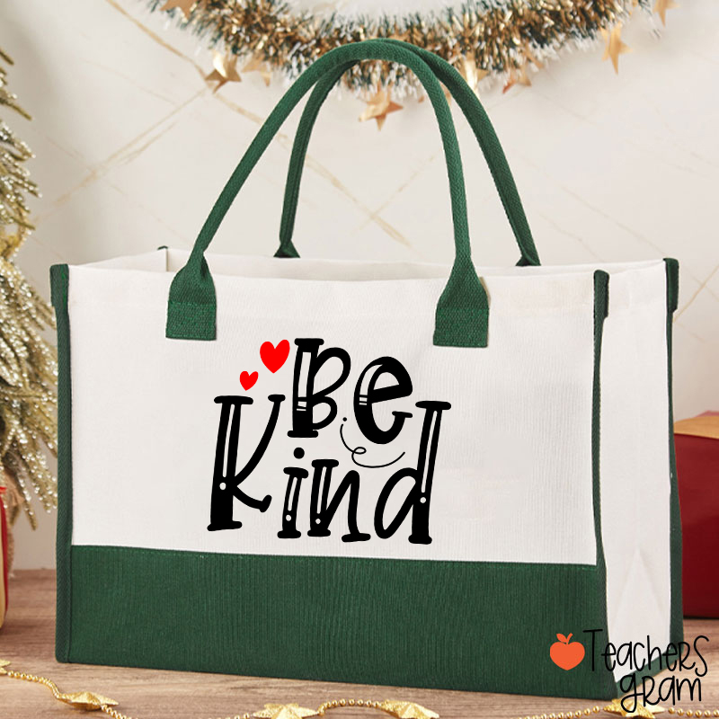 Be Kind Red Heart Teacher Cotton Tote Bag