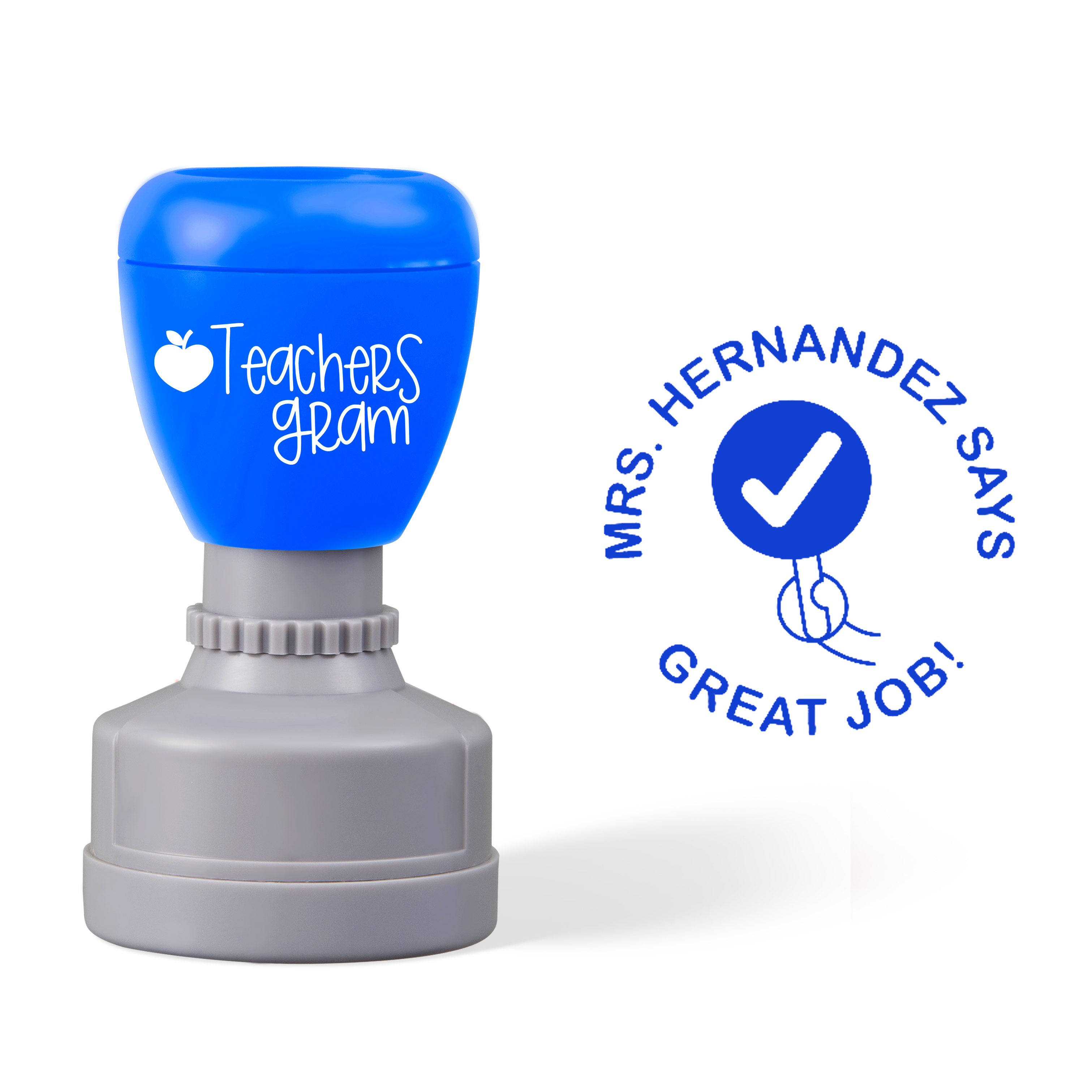 Personalized Name Great Job Checkmark Teacher Stamp