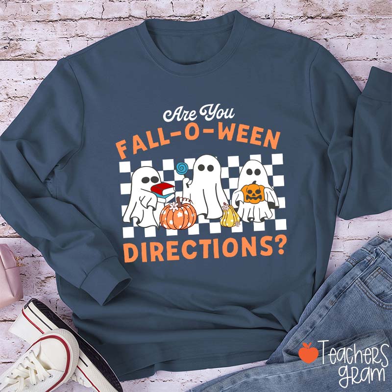 Fall-O-Ween Directions Teacher Long Sleeve T-Shirt