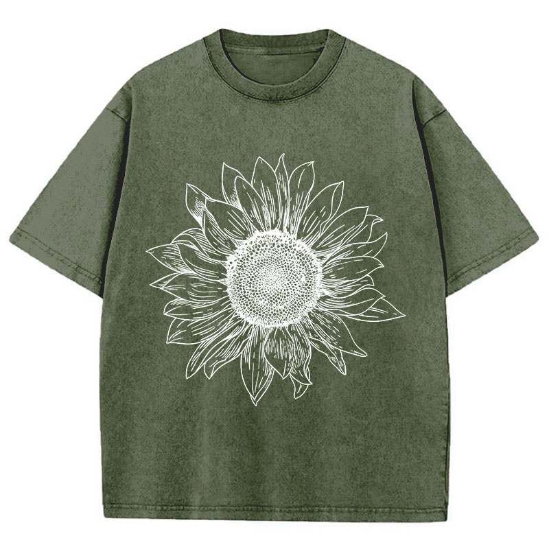 Floral Sunflower Teacher Washed T-Shirt
