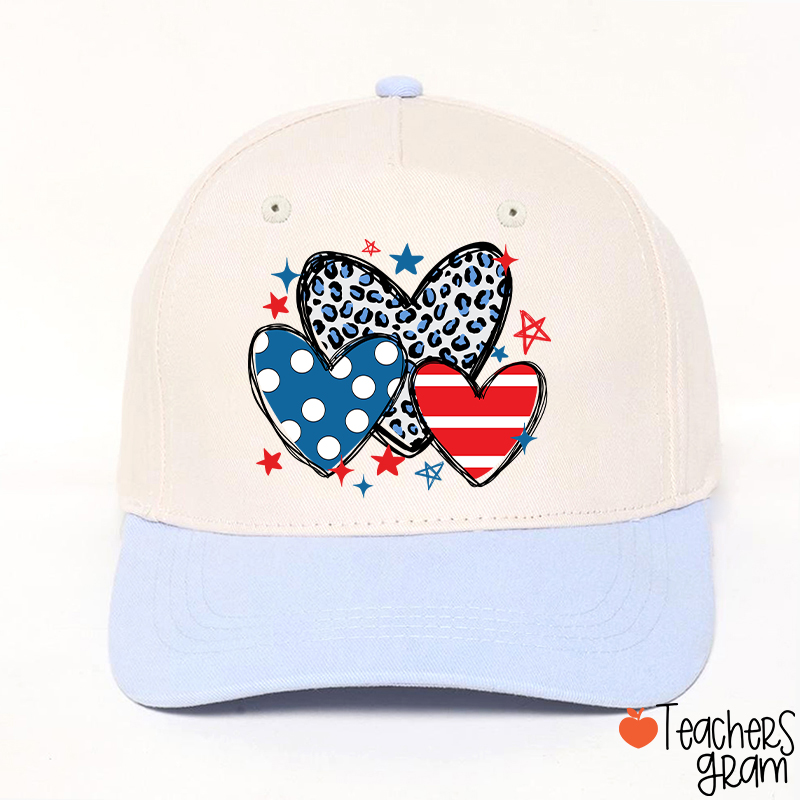 American Hearts Leopard Print Teacher Baseball Cap