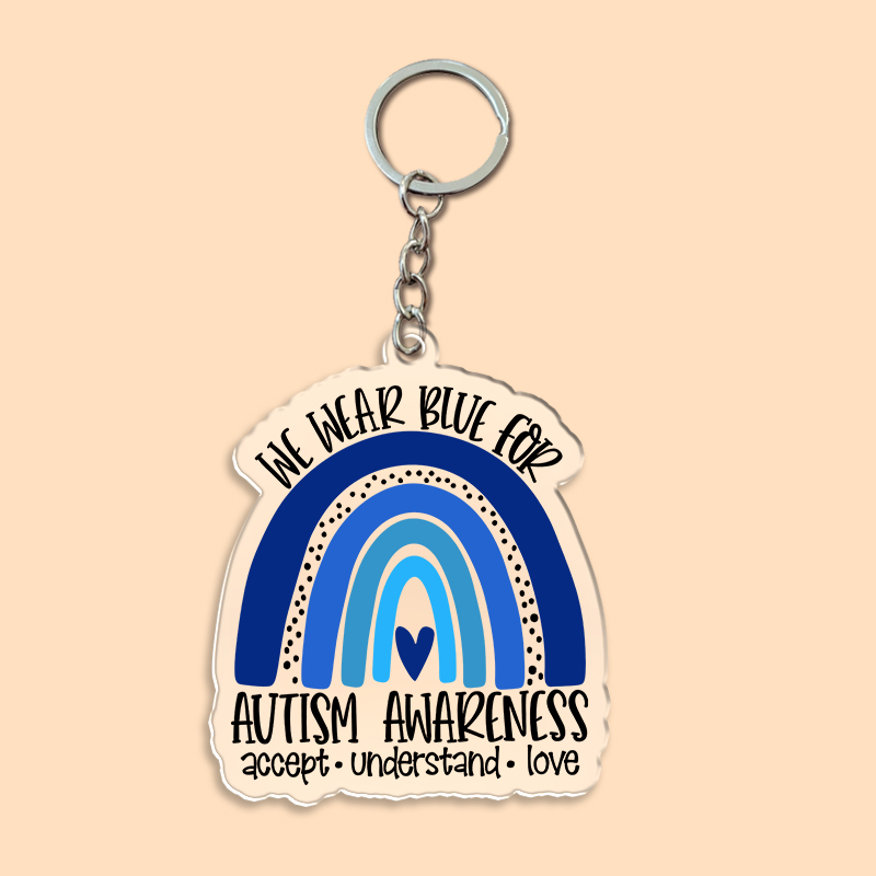 We Wear Blue for Autism Awareness Acrylic Teacher Keychain