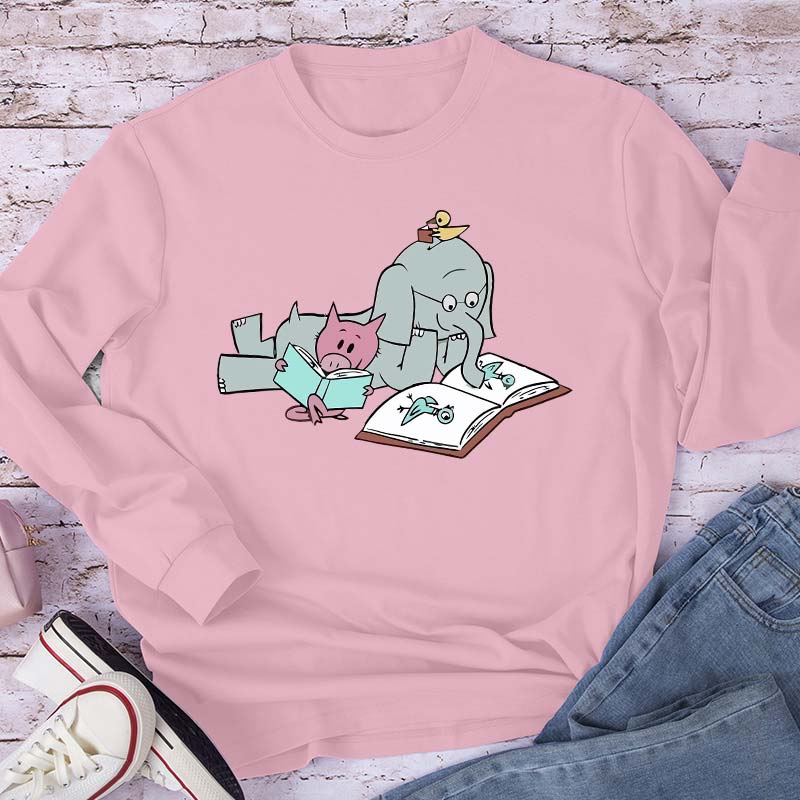 The Elephant And The Little Pig Read Together Teacher Long Sleeve T-Shirt
