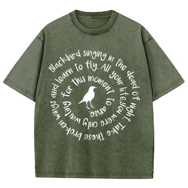 Blackbird Singing In The Dead Of Night Teacher Washed T-Shirt