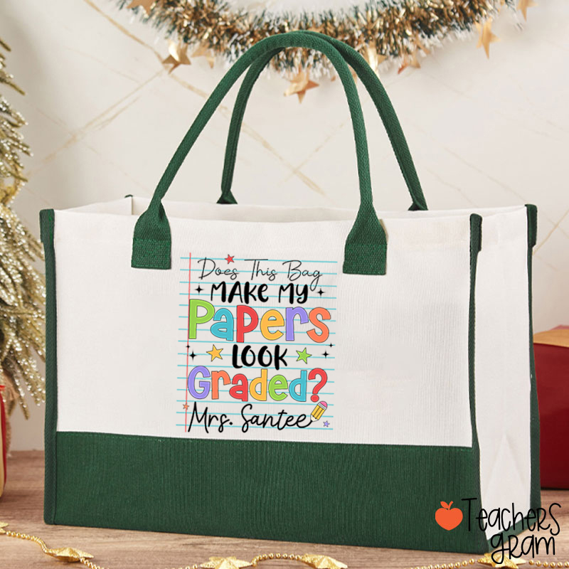 Personalized Does This Bag Make My Papers Look Grade Teacher Cotton Tote Bag