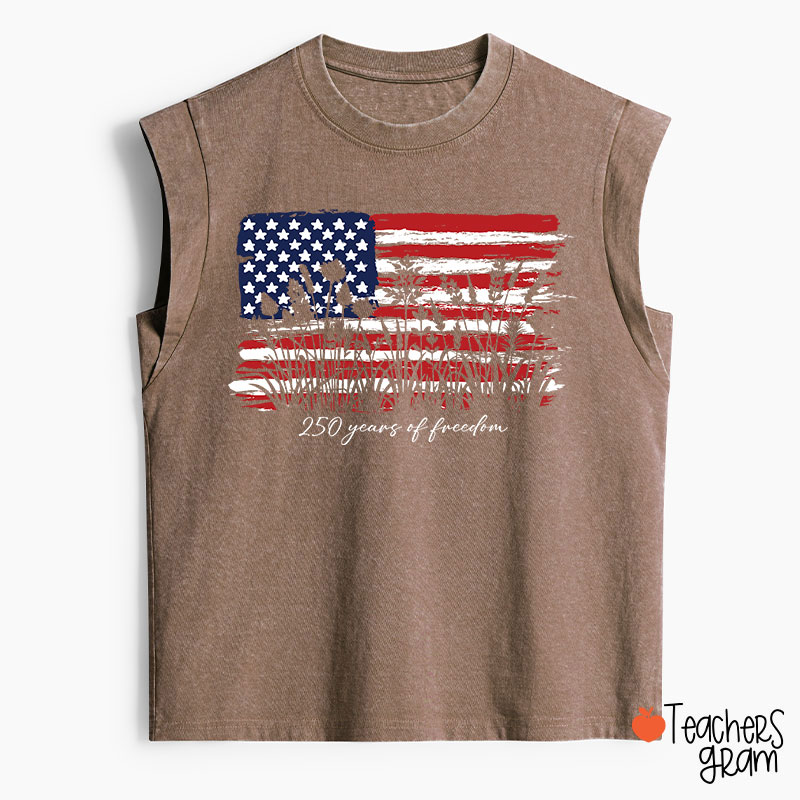 Land Of The Free Home Of The Brave Teacher Washed Tank Top