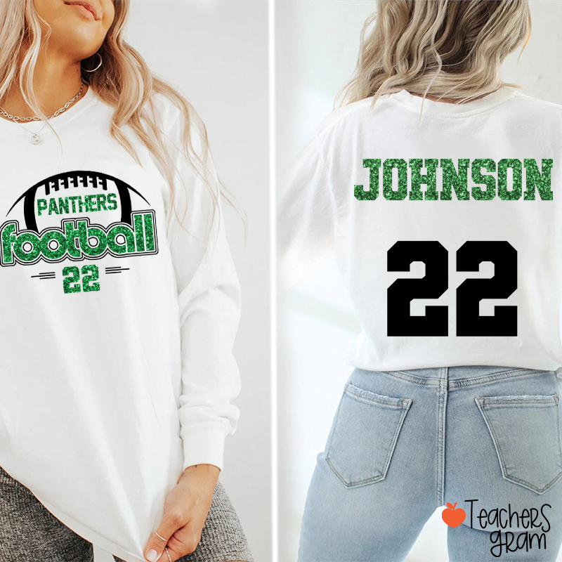 Personalized Mascot And Sport Imitation Glitter Teacher Long Sleeve Two Side T-Shirt