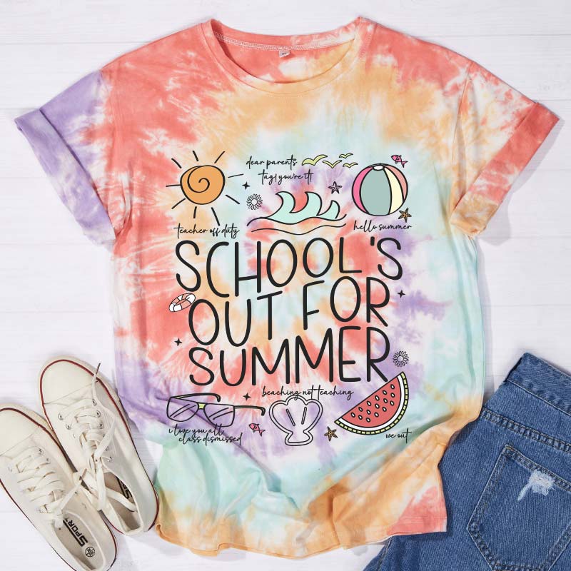 Schools Out For Summer Teacher Tie-dye T-Shirt