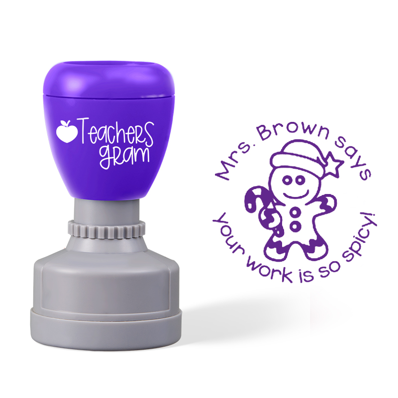 Personalized Name Says Your Work Is So Spicy Teacher Stamp