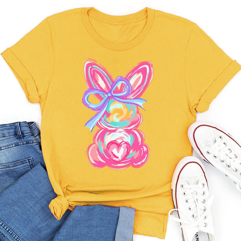 Colorful Bunny Happy Easter Teacher T-Shirt