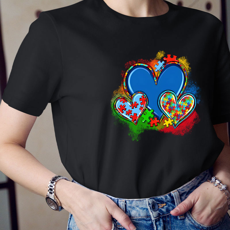 Autism Heart Neurodiversity Teacher T-Shirt