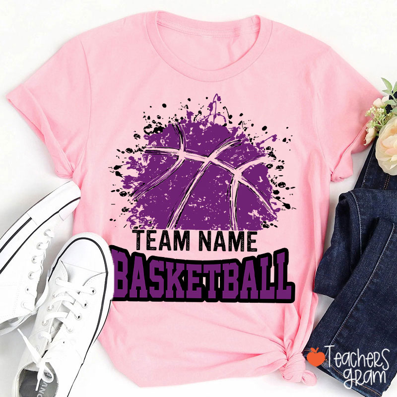 Personalized Team Name And Sport Splash Effect Teacher T-Shirt