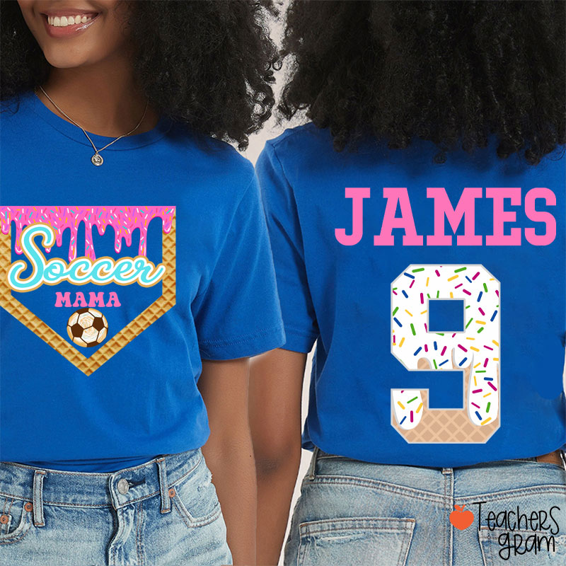 Personalized Sport Ice Cream Drip Teacher Two Sided T-Shirt