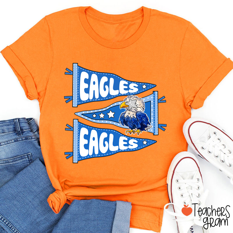 Personalized Starry Eyes Mascot Pennant Game Day Teacher T-Shirt
