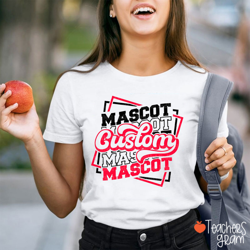 Personalized Mascot School Spirit Stacked Teacher T-Shirt