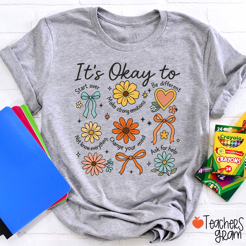 Retro Daisy It's Okay To Teacher T-Shirt