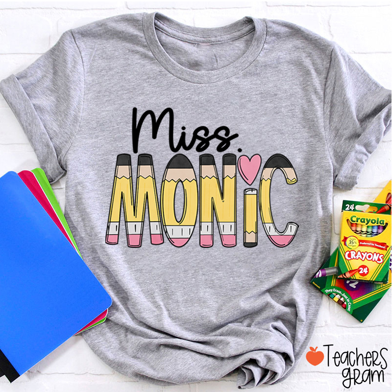 Personalized Pencil Name Teacher T-Shirt