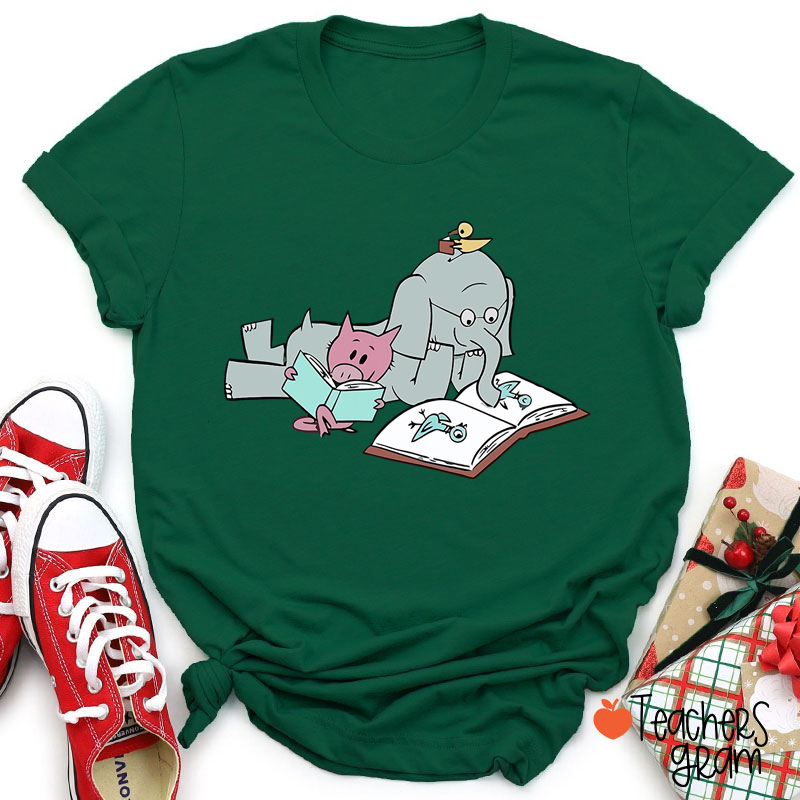 The Elephant And The Little Pig Read Together Teacher T-Shirt