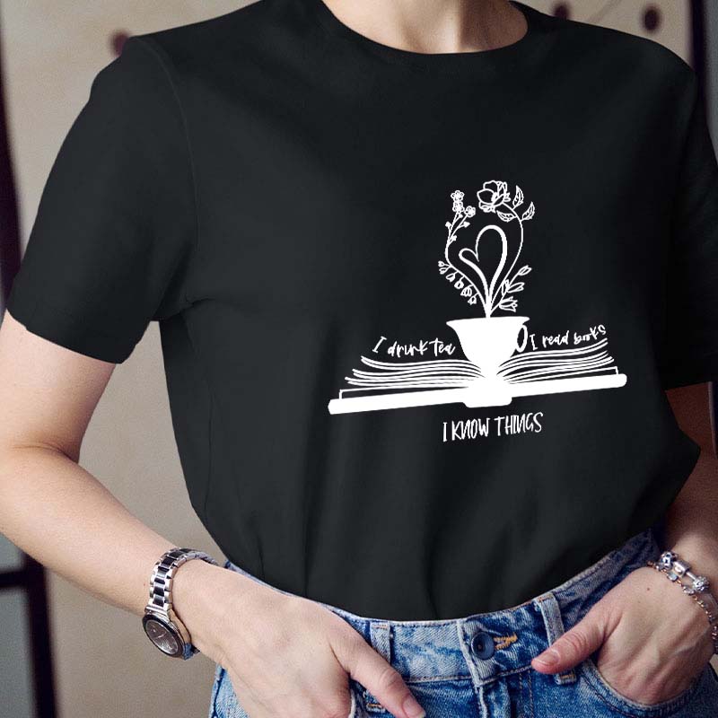 Drink Tea Read Books Be Happy Teacher T-Shirt