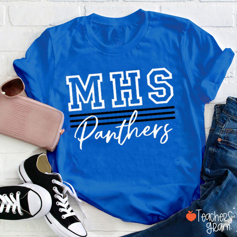 Personalized School Spirit Mascot And Initials Teacher T-Shirt