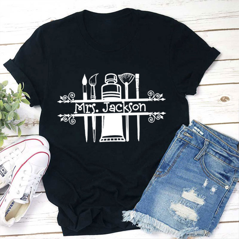 Personalized Art Tools Teacher T-Shirt