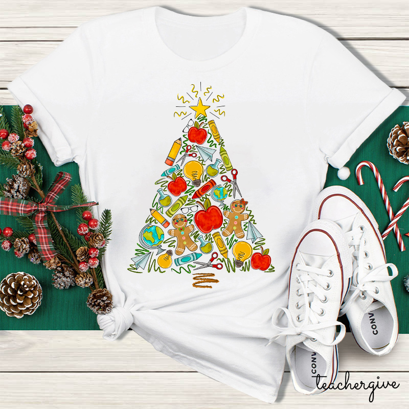 School Christmas Trees Teacher T-Shirt