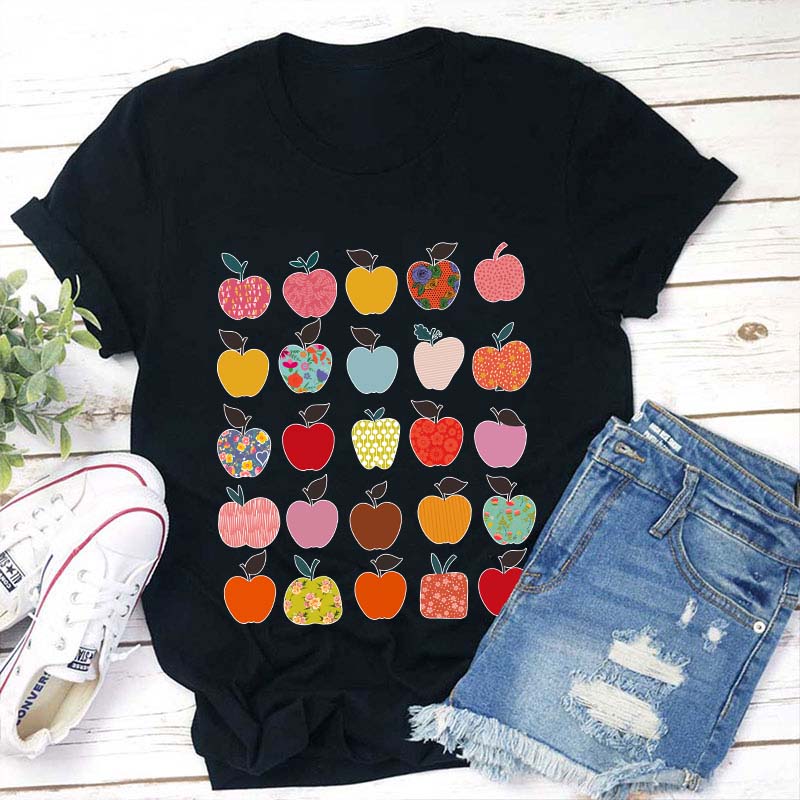 Folk Art Apples Teacher T-Shirt