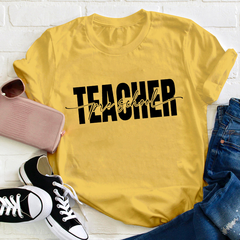 Personalized Simple Style Black Letters Teacher T-Shirt