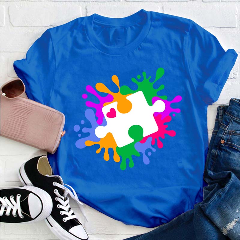 Autism Puzzle Piece Teacher T-Shirt