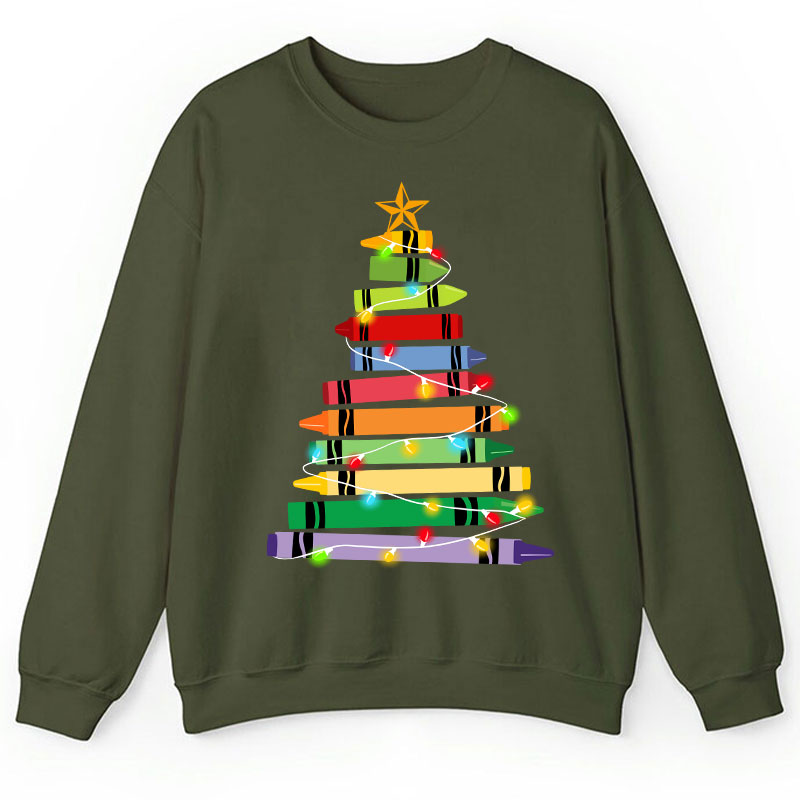 Crayons Tree Colored Ligths Teacher Sweatshirt