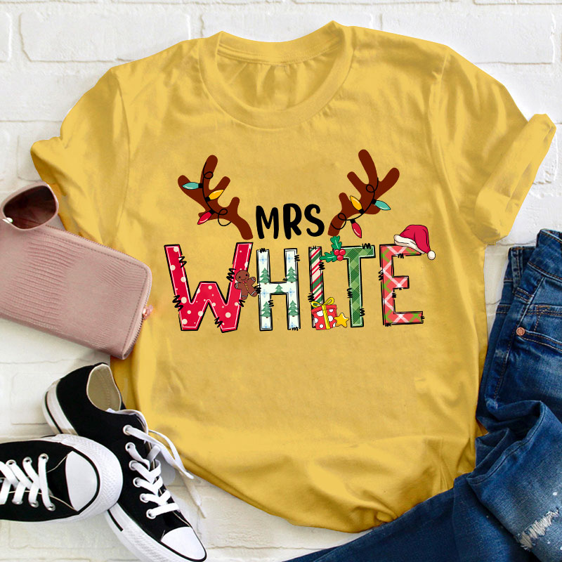 Personalized Santa's Favorite Christmas Teacher T-Shirt